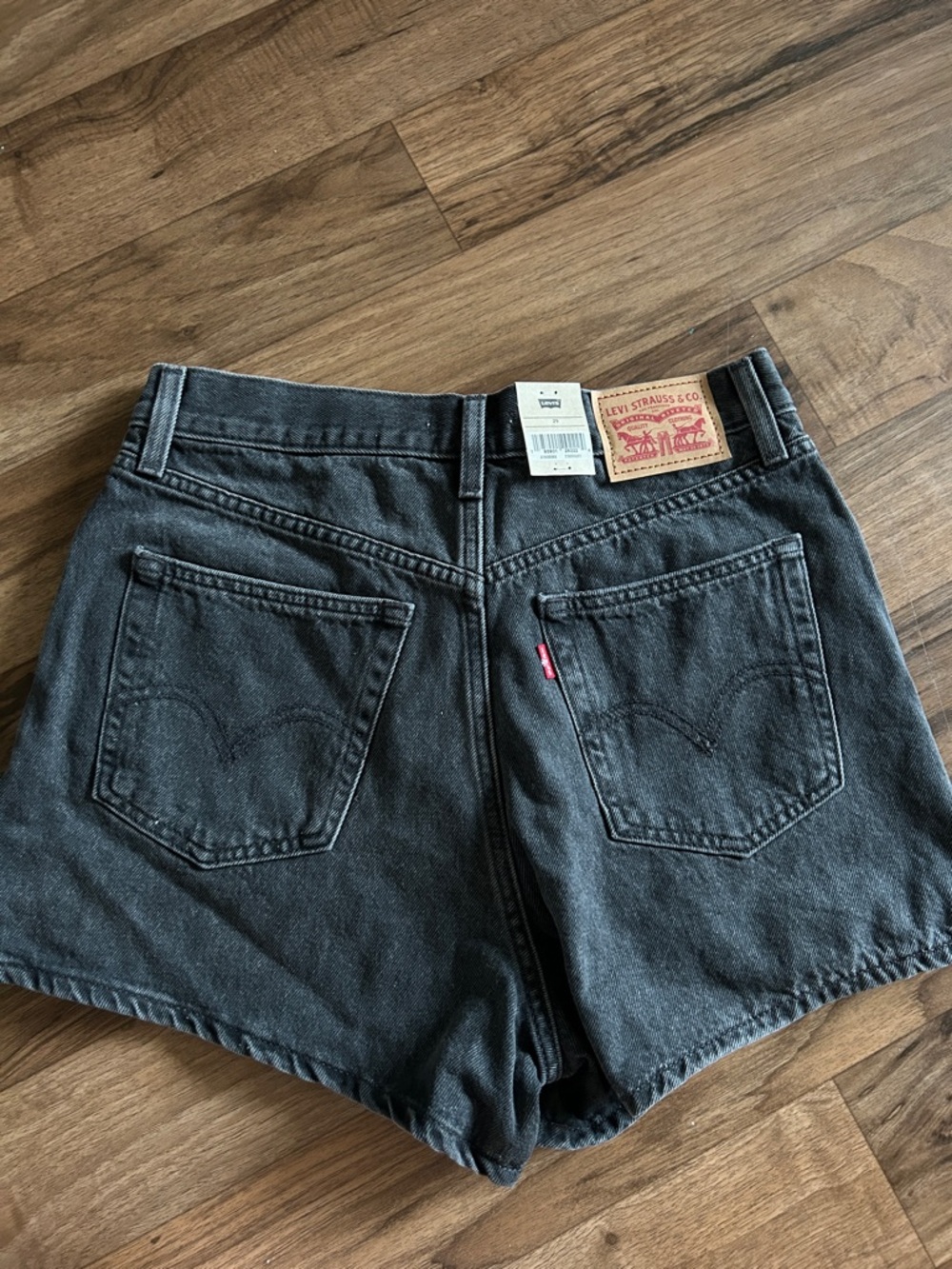 Levi's Black Washed Denim High Waisted Mom Shorts